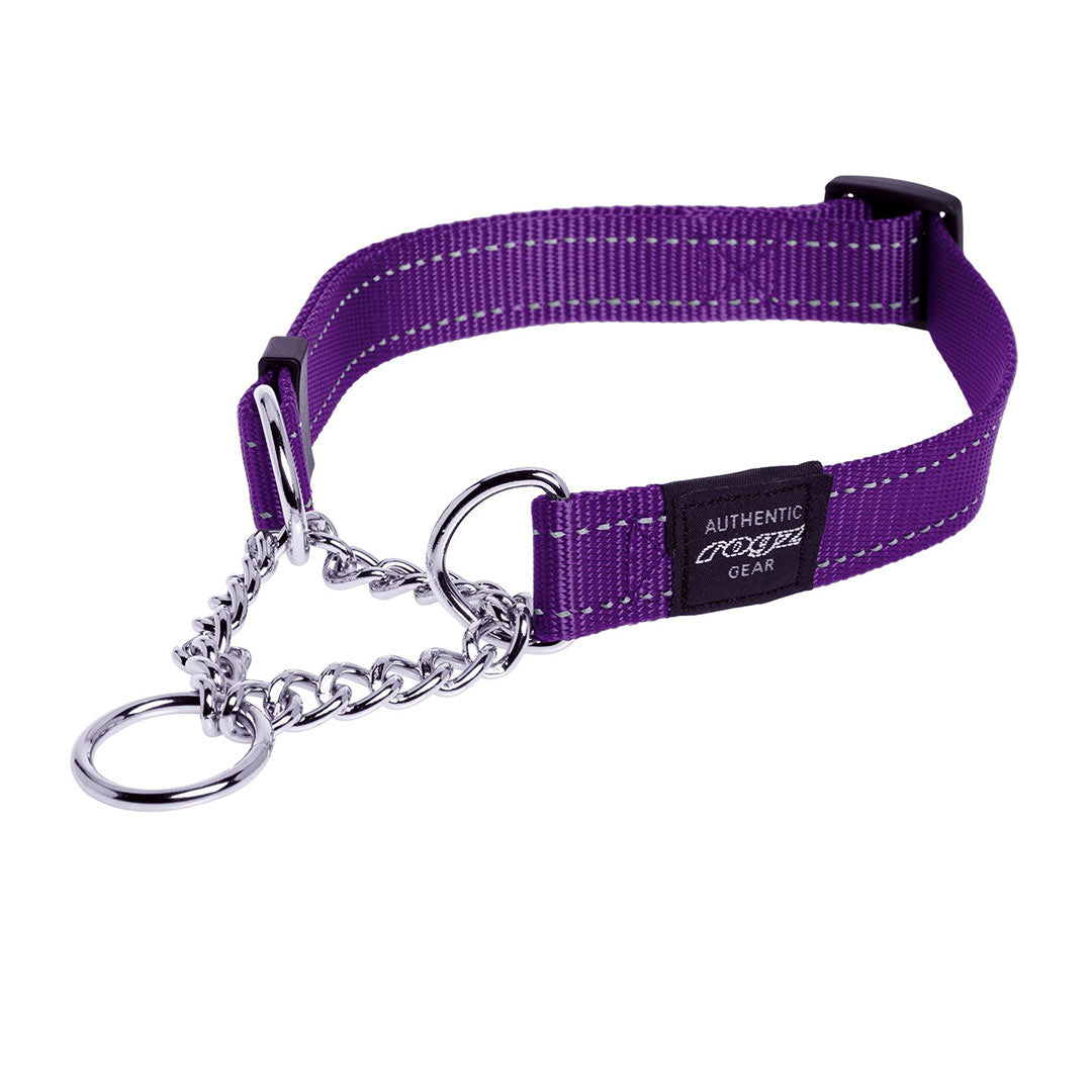 Rogz Utility Control Purple Dog Chain Collar Medium