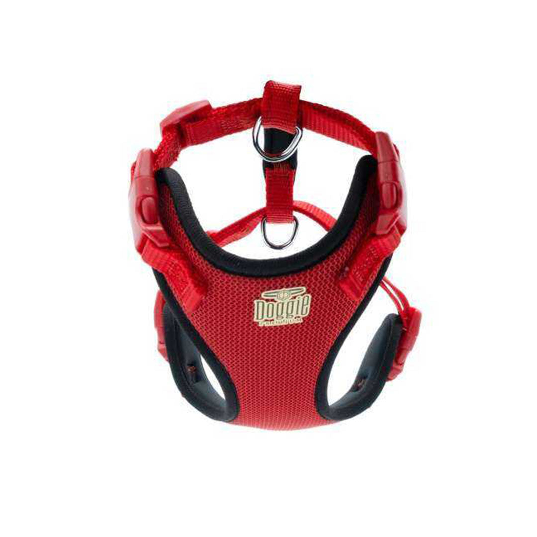 Doggie Havalı Dokumadan El Yapımı Kirmizi Köpek Göğüs Tasması XS-1,5x35-45cm