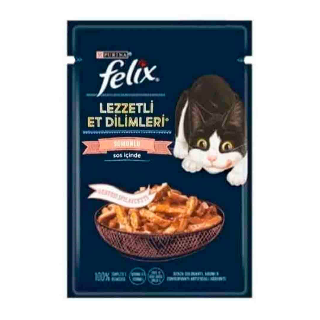 Felix Soslu Somonlu Lezzetli Et Dilimleri Yaş Kedi Maması 80gr