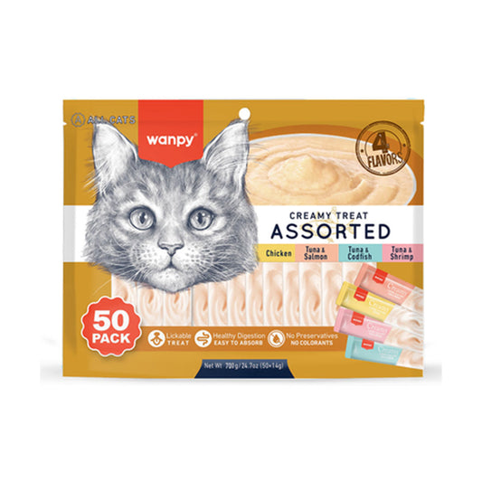 Wanpy Mixed with 4 Delicious Flavour Creamy Cat Treat 50x14gr