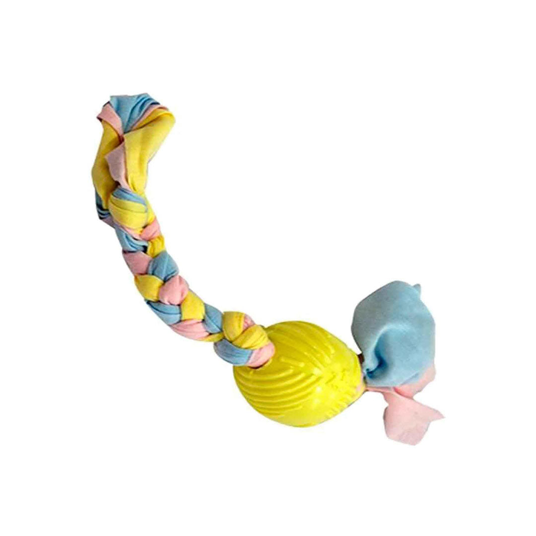 لعبة جرو كلب مطاطية صفراء من يورو دوج مع خيط تنظيف الأسنان 36 سم