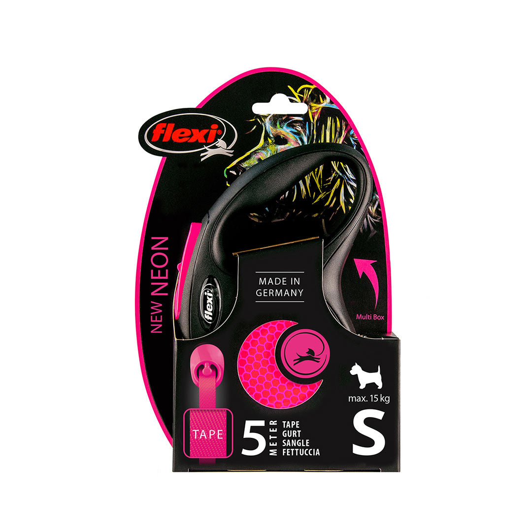 Flexi Style Otomatik Şerit Neon Pembe Köpek Gezdirme Tasmasi S 5m 15kg
