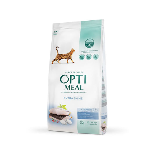 Optimeal Extra Shine Adult Cat Food with Cod Fish 10kg