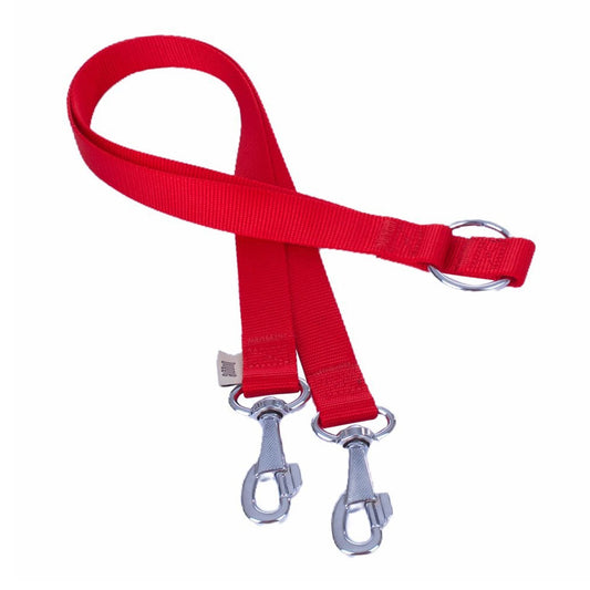 Doggie Dokuma İkili Kırmızı Köpek Gezdirme Aparatı 2,5x70-60 Cm