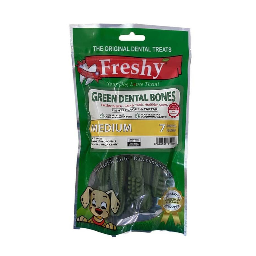 Freshy Green Dental Bones Dog Treat with Chlorophyll 140gr Pack of 7