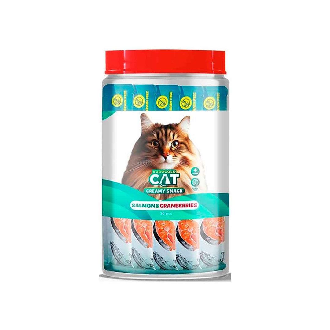 Eurogold Kremali Somon Balıklı ve Kızılcıklı Kedi Ödülü 30x15 gr