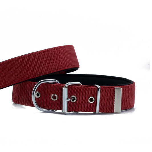 Doggie Comfortable Woven Handmade Red Dog Collar 5x55-65cm