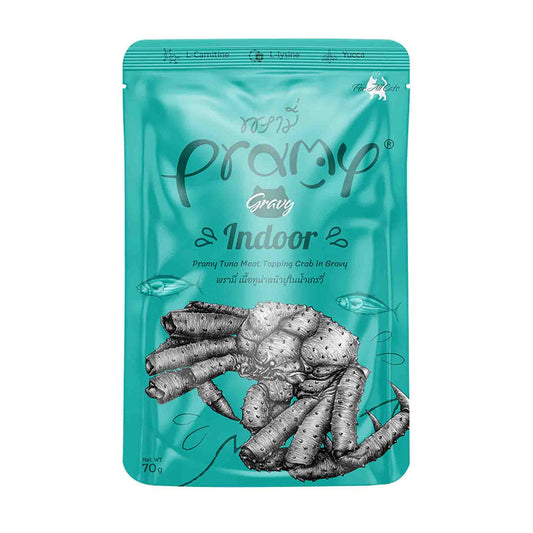 Pramy Indoor Sos İçinde Yengeçli ve Ton Balıklı Yetişkin Kedi Yaş Mamasi 70gr