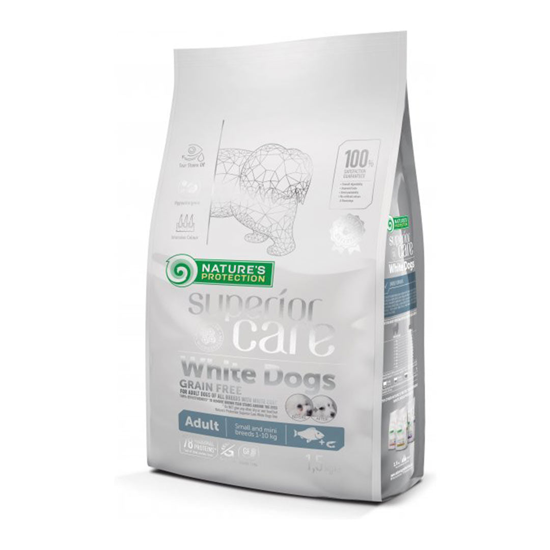 Nature's Protection Balıklı Beyaz Tüylü Küçük Irk Yetişkin Köpek Maması 1.5kg