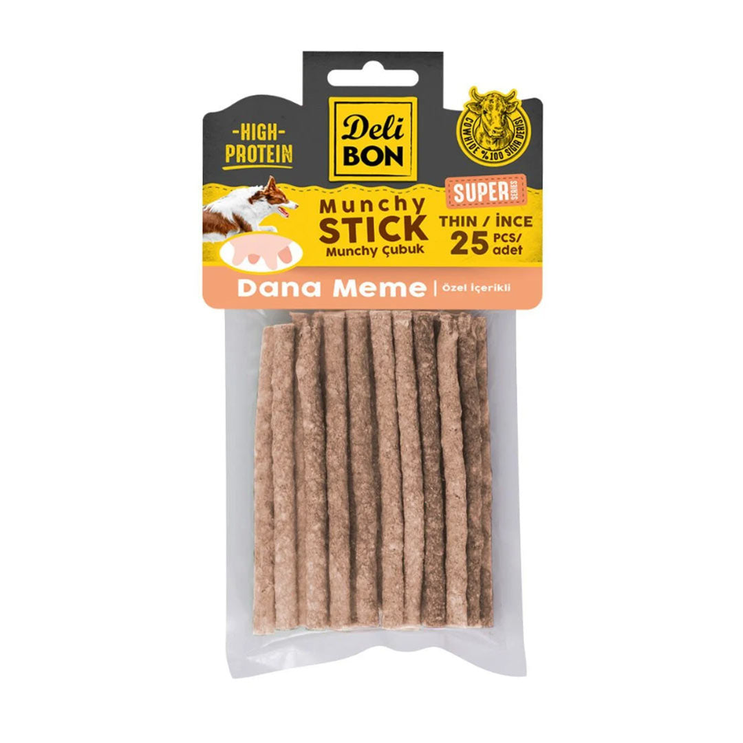 Delibon Super Munchy Thin Stick Beef Breast Dog Chew Treat Pack of 25