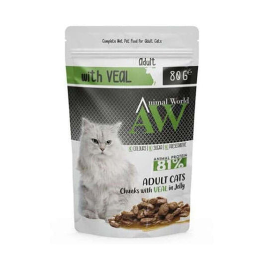 Animal World Jöle İçinde Parça Dana Etli Yetişkin Kedi Yaş Mamasi 80gr