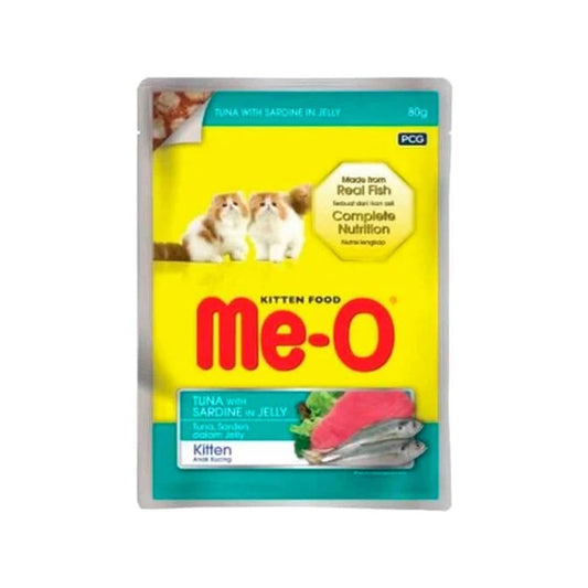 Me-O Pouch Kitten Ton Balığı ve Sardalya Jöleli Yavru Yaş Kedi Maması 80 Gr