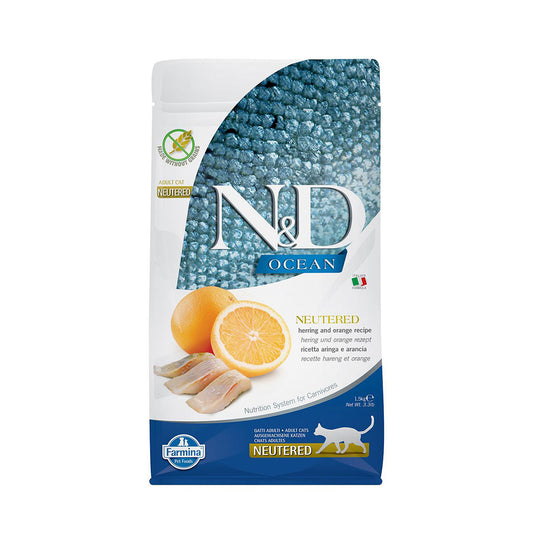 N&D Ocean Ringa Balıklı ve Portakallı Tahılsız Kısırlaştırılmış Kedi Maması 1,5kg