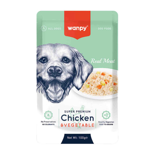 Wanpy Pouch Chicken and Vegetable Dog Wet Food 100gr