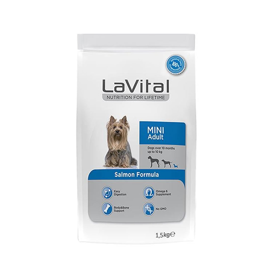 غذای سگ بالغ نژاد کوچک سلمون Lavital Mini Adult مینی 1,5 کیلوگرم