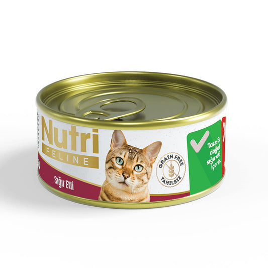 Nutri Feline Tahılsız Sığır Etli Yetişkin Kedi Konservesi 85gr