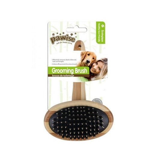 Pawise Wooden Handle Plastic Tip Dog Grooming Brush