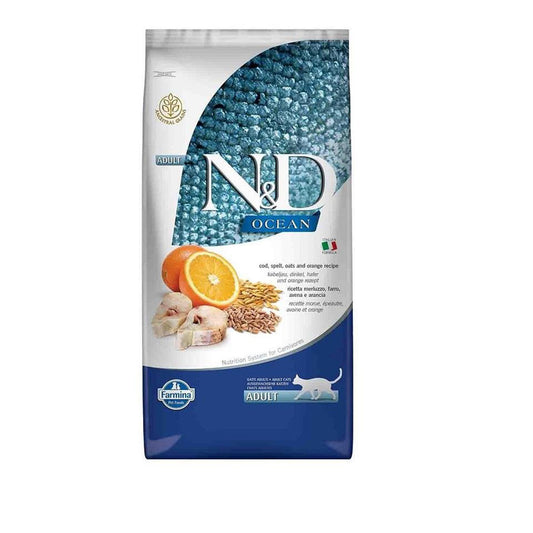 N&D Ocean Ancestral Grain with Codfish and Orange Adult Cat Food 10kg