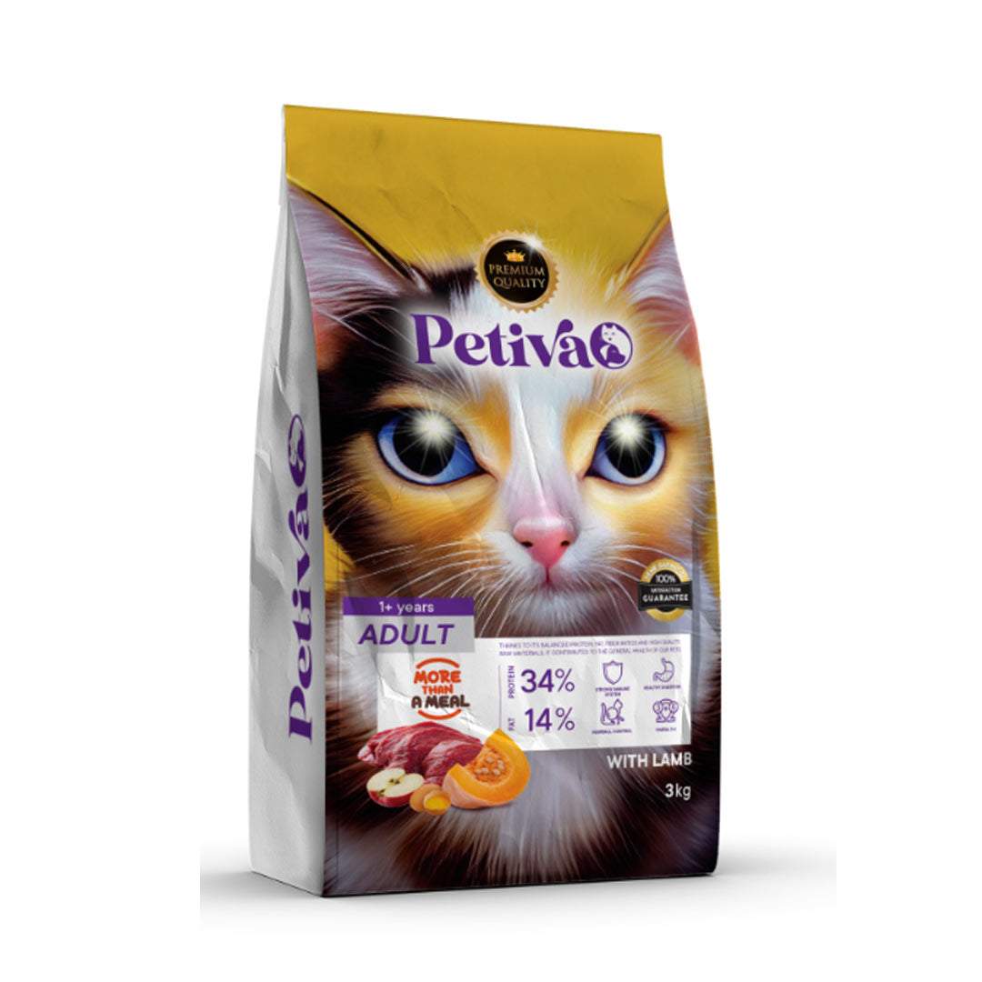Petiva Yetişkin Kediler İçin Kuzu Etli Kuru Kedi Maması 3 Kg
