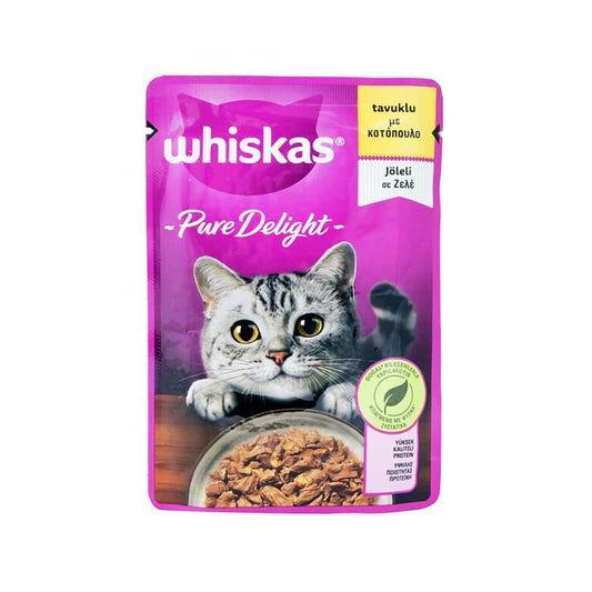 Whiskas کنسرو گربه بالغ با مرغ در ژله 85 گرم