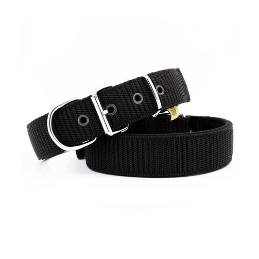 Doggie Comfort Elite Woven Handmade Black Dog Collar Medium 5x55-65 cm