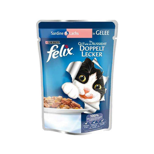 Felix Çifte Lezzet Somonlu ve Sardalyalı Yetişkin Kedi Konservesi 100gr
