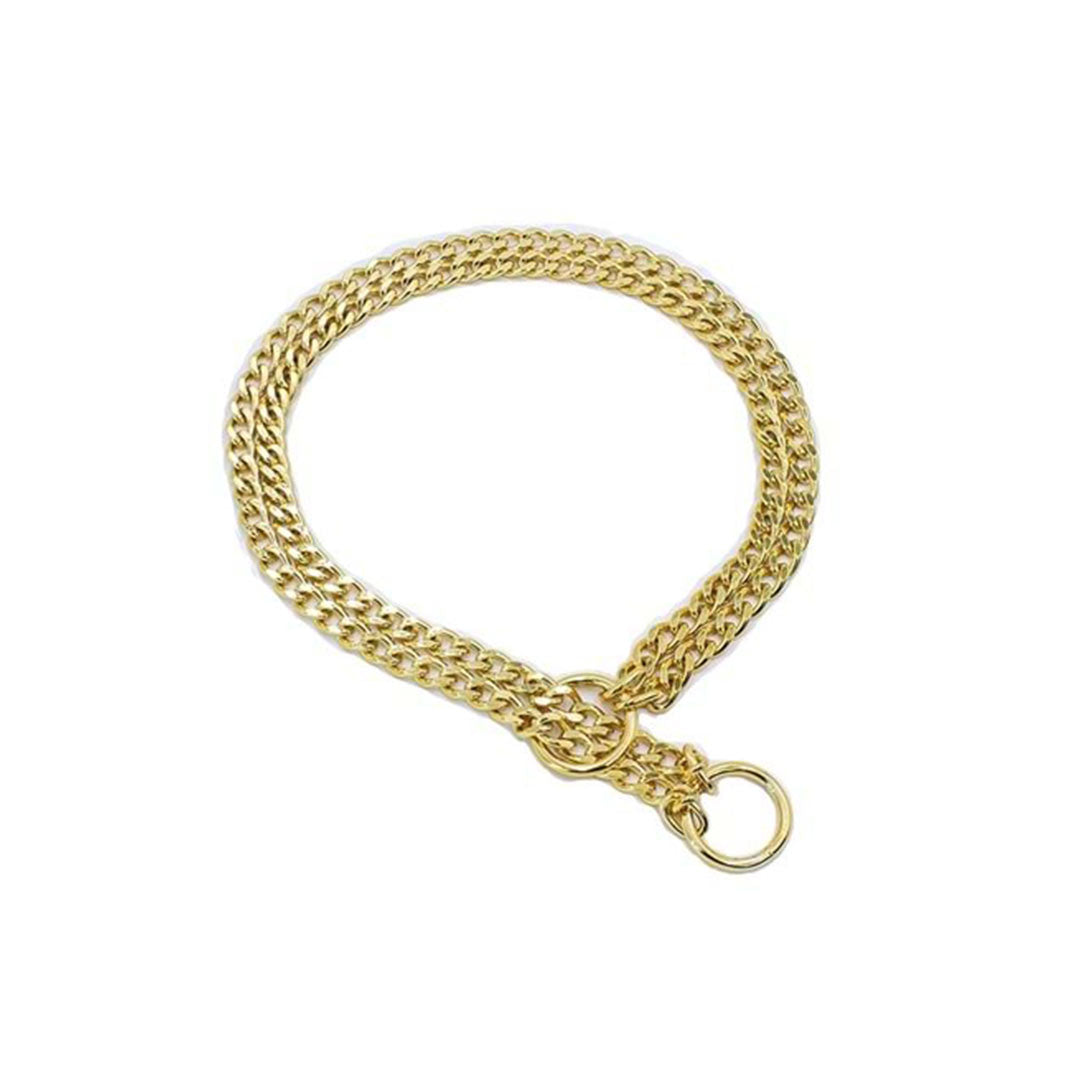 Doggie Eğitim Serisi Çift Boğma Altin Zincirli Köpek Boyun Tasması 2,5x50-50cm
