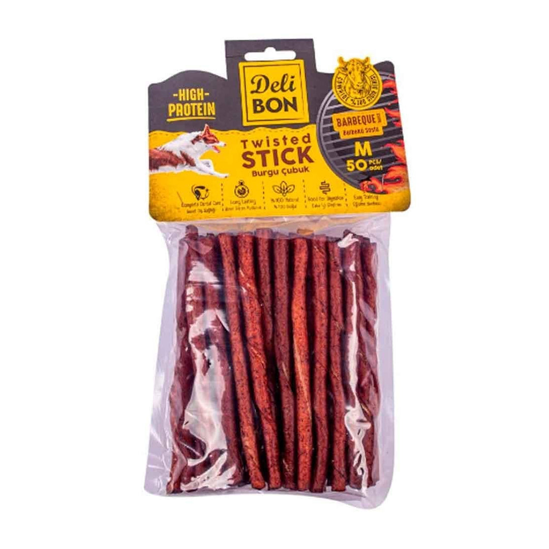 Delibon Twisted Thick Stick Barbecue Flavour in Sauce Dog Treat 50pcs