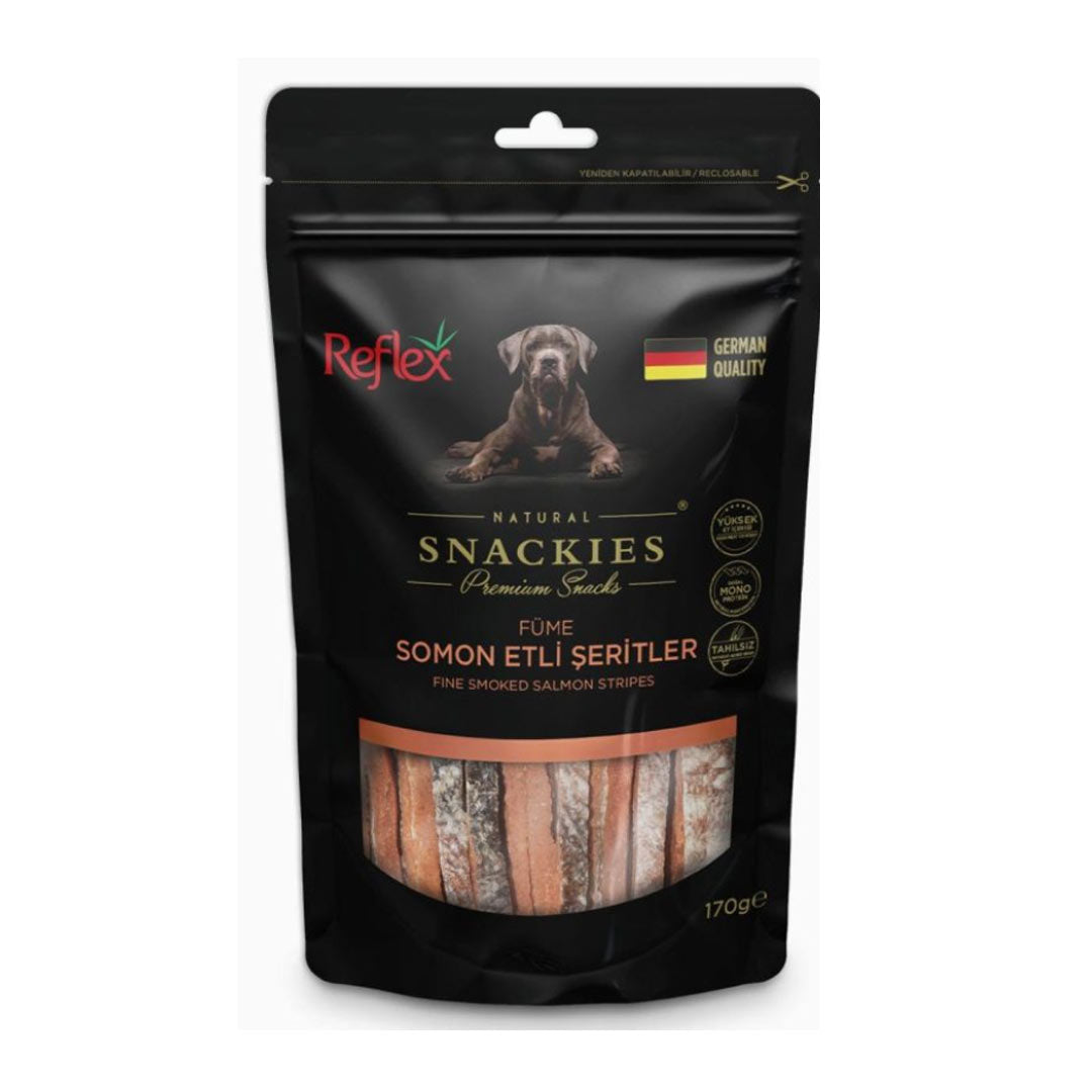 Reflex Snackies Smoked Salmon Strip Dog Treats 170gr