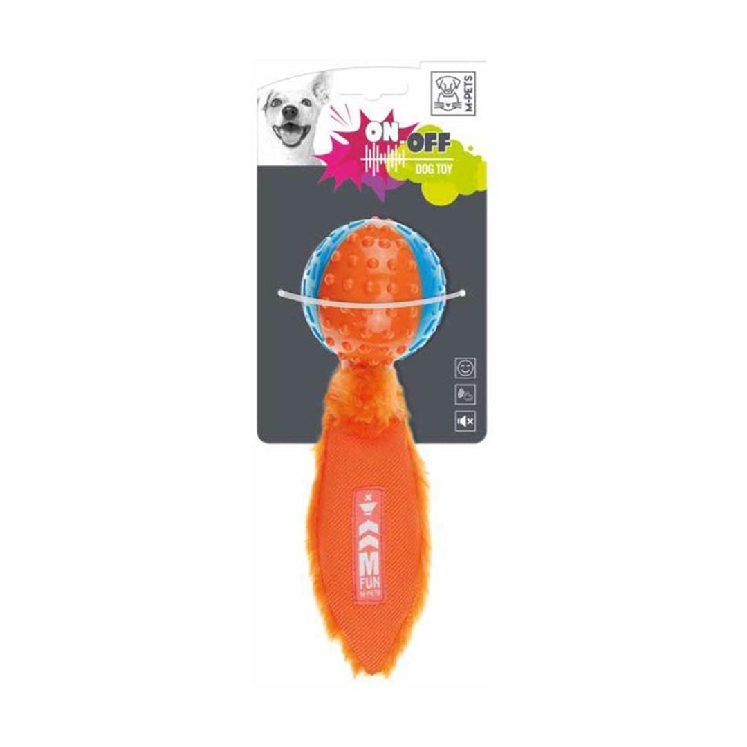 لعبة للكلاب من إم بيتس نيزك من البلاستيك الحراري باللونين الأزرق والبرتقالي مع صوت 25 سم