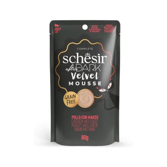 Schesir After Dark Velvet Mousse Tahılsız Tavuklu ve Sığır Etli Yetişkin Kedi Yaş Maması 80gr