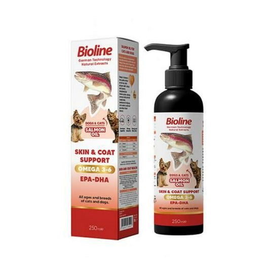 Bioline Deri ve Tüy Sağlığı için Kedi ve Köpekler İçin Somon Yağı 200ml