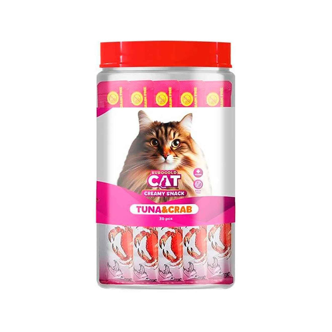 Eurogold Kremali Ton Balığı ve Yengeçli Sıvı Kedi Ödülü 15gr 30lu