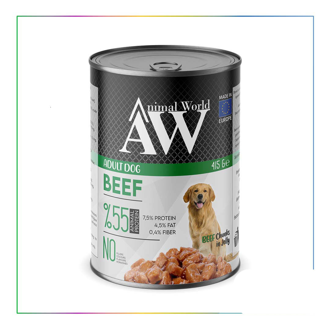 Animal World Jöle İçerisinde Beef Sığır Etli Yetişkin Köpek Konservesi 415 Gr