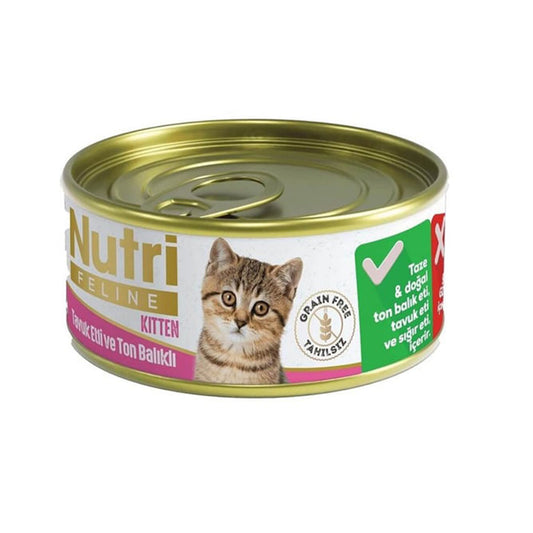 Nutri Feline Tahılsız Tavuk Etli Ve Ton Balıklı Yavru Kedi Konservesi 85gr