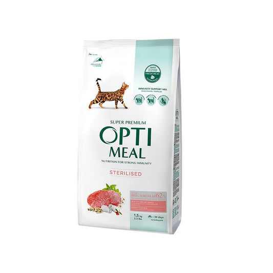 Optimeal Sterilised Dana Etli Ve Sorgumlu Kısırlaştırılmış Kedi Maması 1.5kg