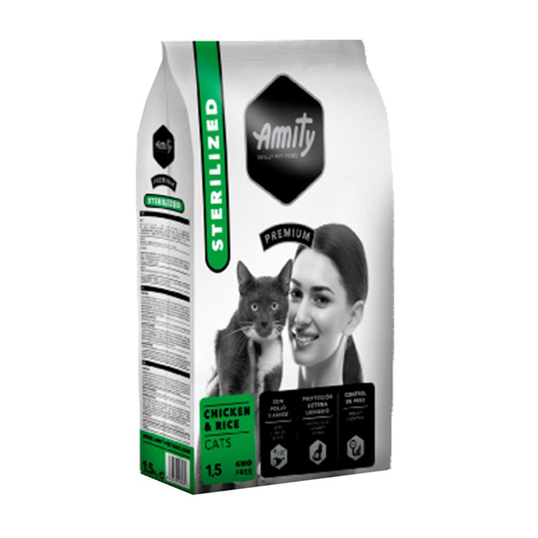Amity Sterilize Tavuklu ve Pirinçli Yetişkin kedi Kuru Mama 1.5kg