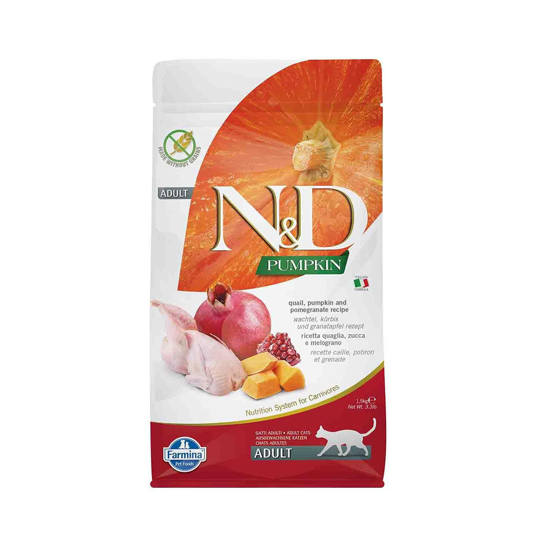 N&D Pumpkin Bıldırcın Etli BalKabaklı ve Narlı Tahılsız Yetişkin Kedi Maması 1,5kg