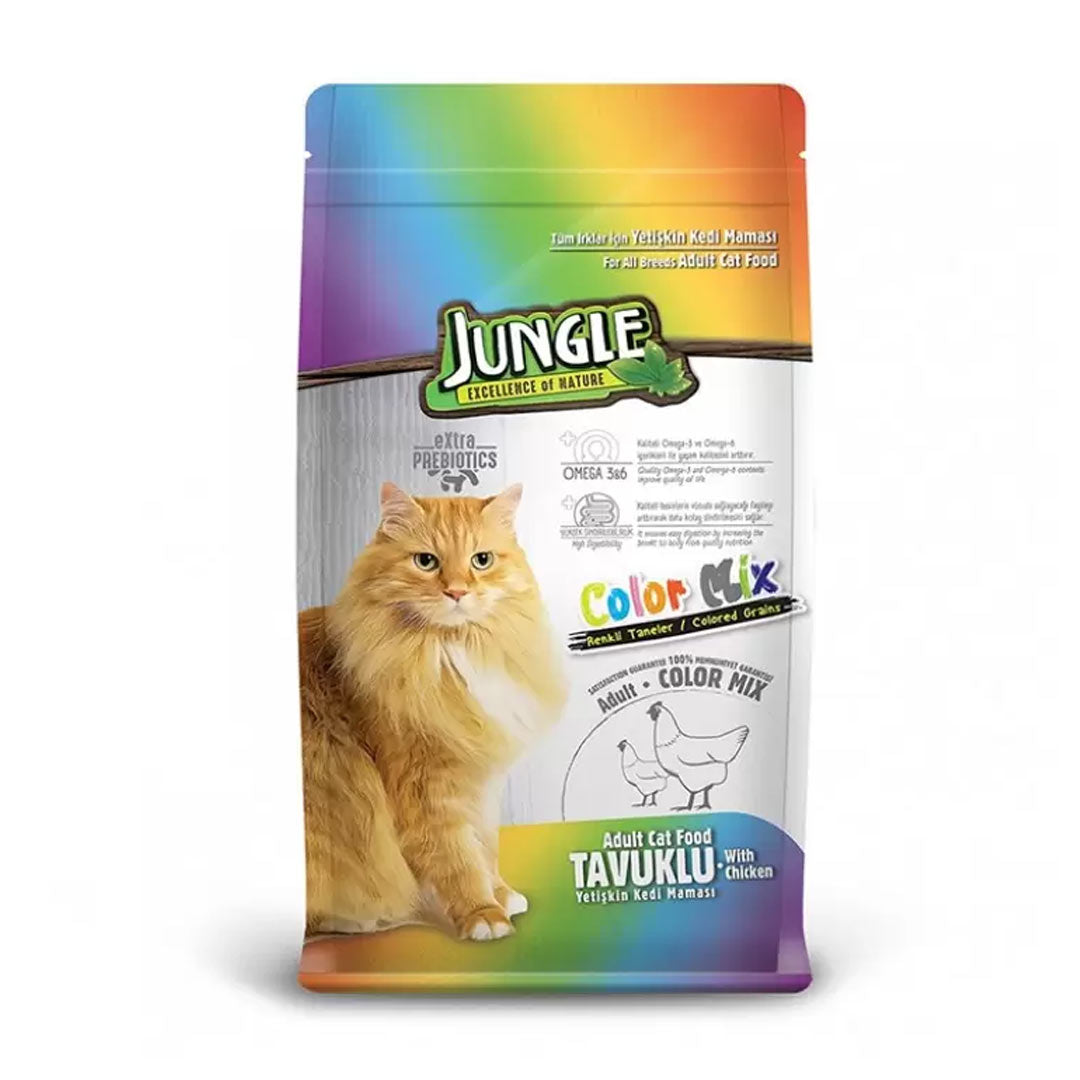 Jungle Renkli Taneli Yetişkin Kedi Maması 15 KG