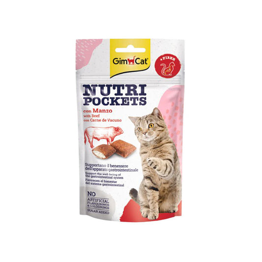 GimCat Nutripockets مكافأة غذاء القط مكافحة تجمع الشعر الستيك المالت 60 غرام