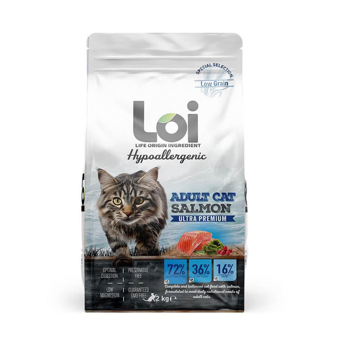 Loi Hipoalerjik Düşük Tahili Somonlu Yetişkin Kedi Maması 2 Kg