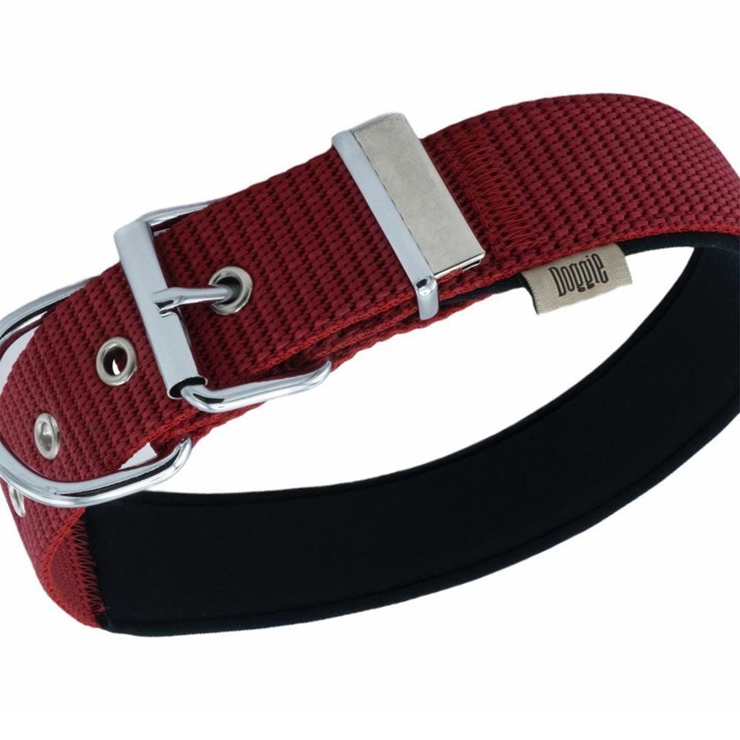 Doggie Comfortable Woven Handmade Red Dog Collar 4x57-65cm