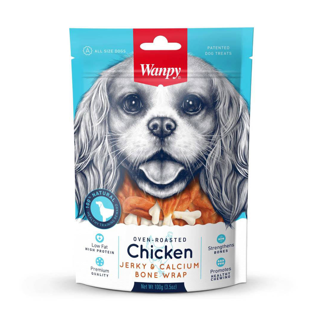 Wanpy Oven Roasted Chicken Wrapped Calcium Enriched Dog Treat 100g