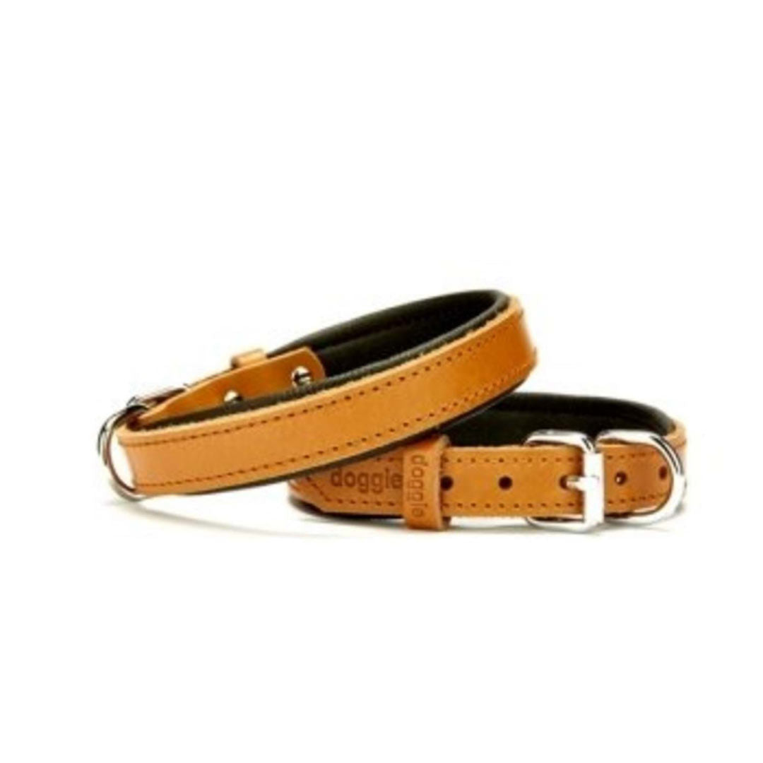 Doggie Comfortable Genuine Leather Handmade Camel Dog Collar 2x30-35cm