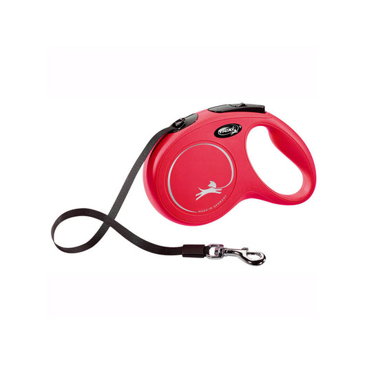 Flexi New Classic Otomatik Şerit Kırmızı Köpek Gezdirme Tasması Small 5 Mt