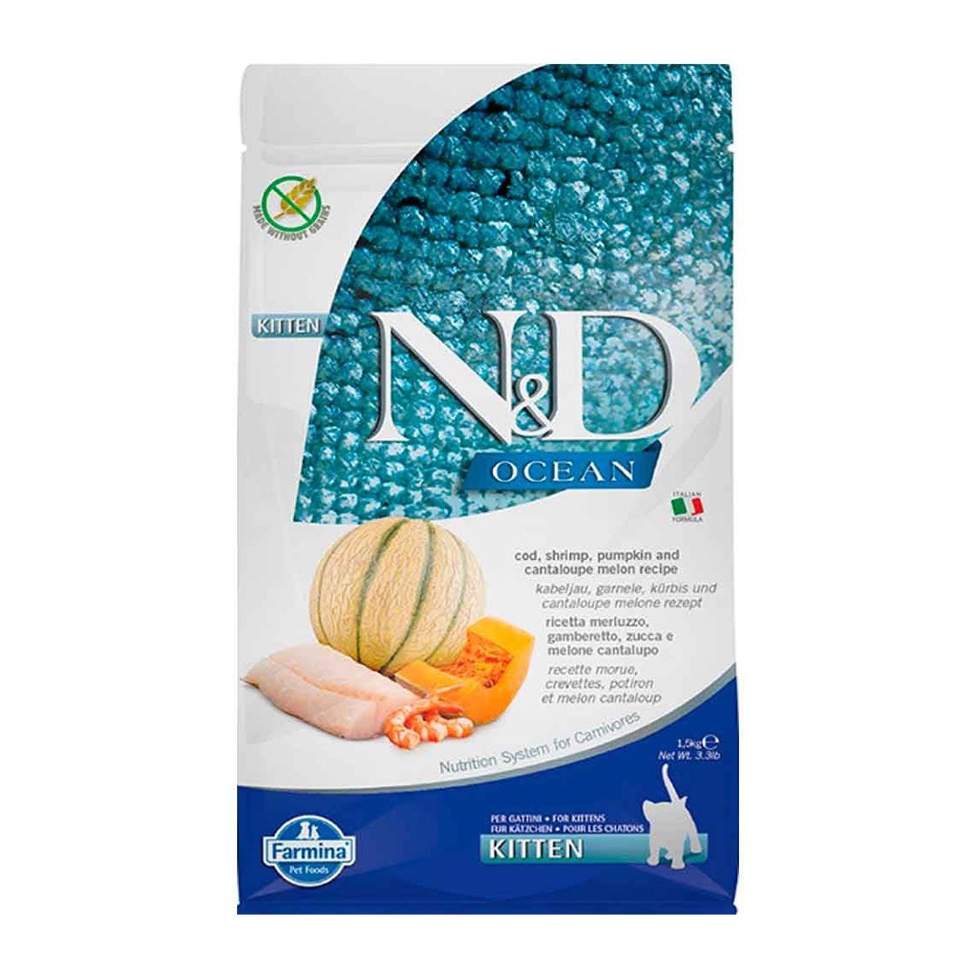 N&D Ocean Balkabaklı, Morina Balık ve Karidesli Yavru Kedi maması 1.5 Kg