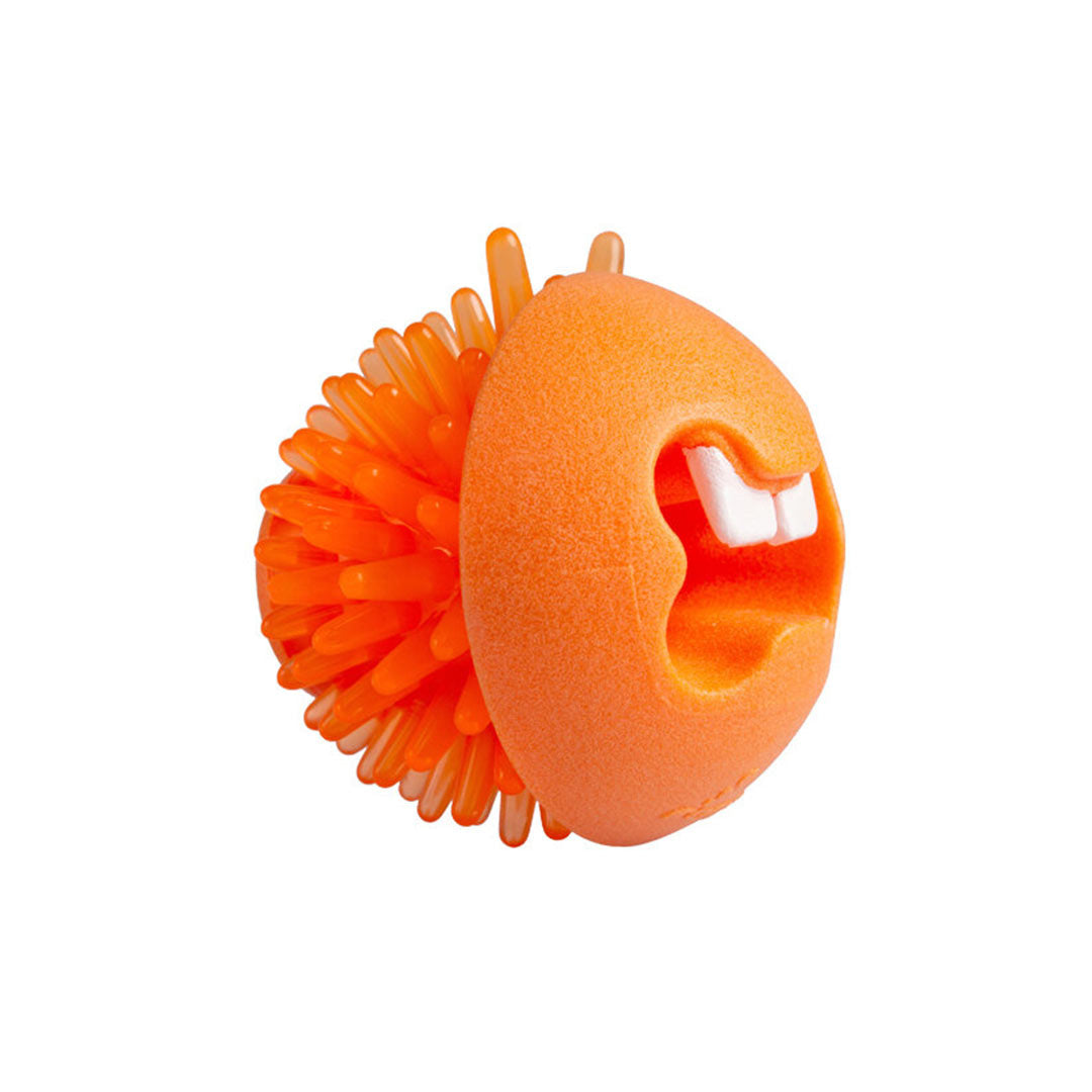 Rogz Toyz Fred Traktatiebal لعبة كرة مضغ برتقالية للعناية بالأسنان للكلاب مقاس 6.4 سم