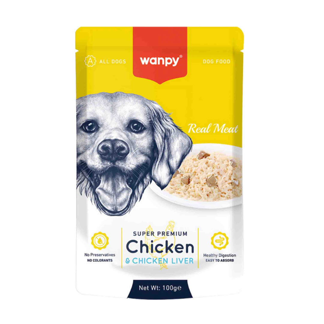 Wanpy Pouch Poultry and Liver Wet Dog Food 100g