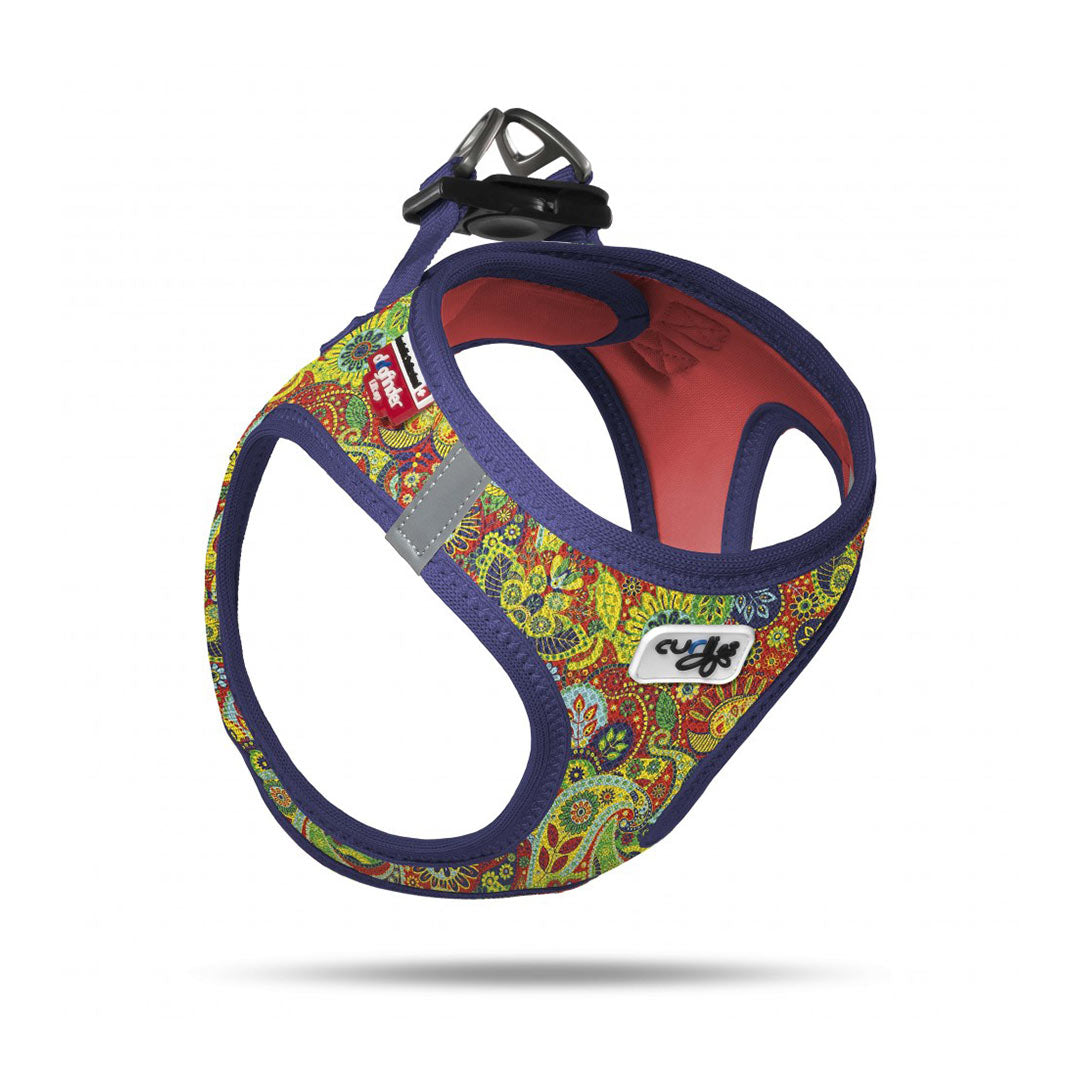 Curli Clasp Air-Mesh Mavi Çiçekli Köpek Göğüs Tasması 3XS