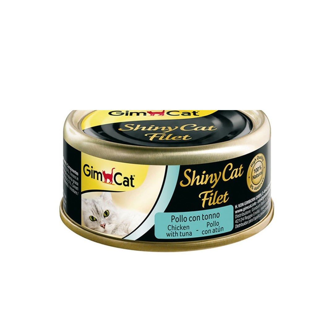 GimCat Shinycat Tavuklu Kıyılmış ve Ton Balıklı Kedi Konservesi 70gr